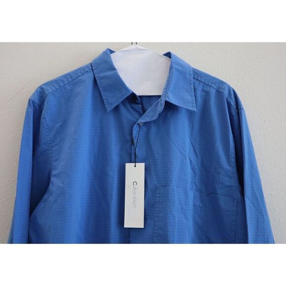 Calvin Klein 40HM106 Men's Sz M Palace Blue Check-Print Easy Button-Up Shirt - Picture 4 of 9